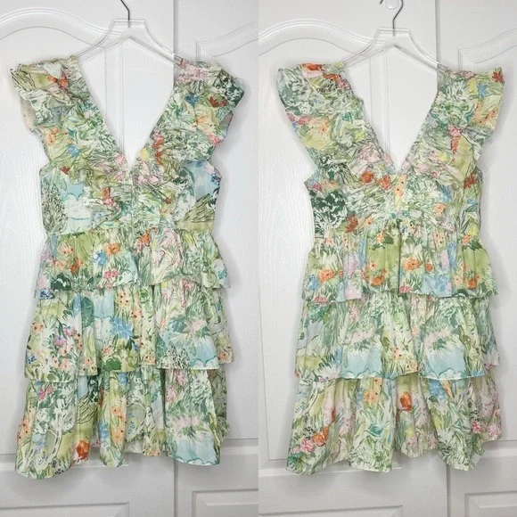 Hunter Bell Pamela Dress Garden Party Floral Tiered Mini Size 10 - Picture 7 of 16